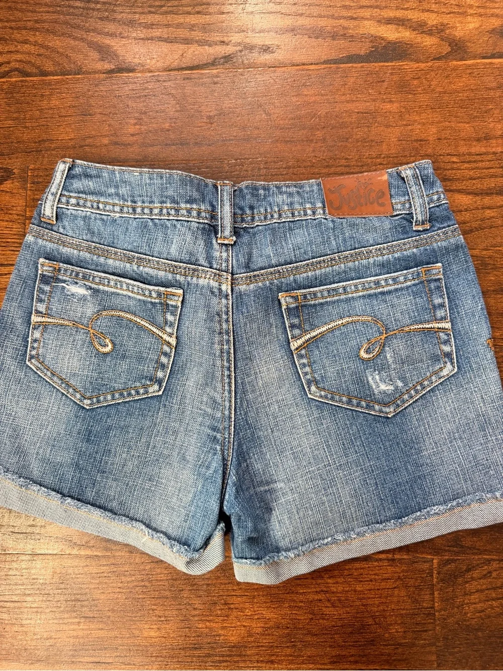 Distressed Denim Cuffed Shorts – Justice